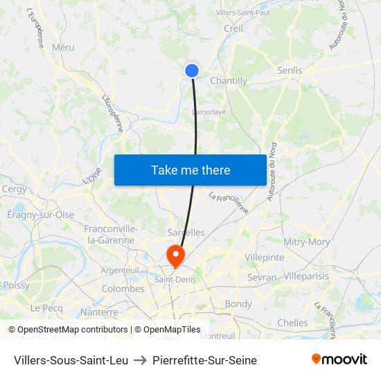 Villers-Sous-Saint-Leu to Pierrefitte-Sur-Seine map