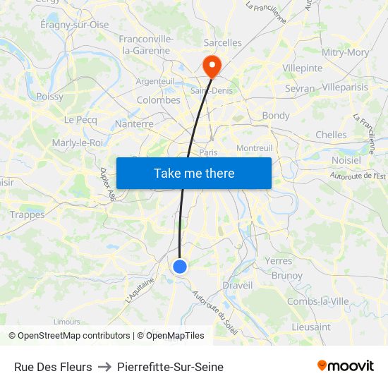 Rue Des Fleurs to Pierrefitte-Sur-Seine map