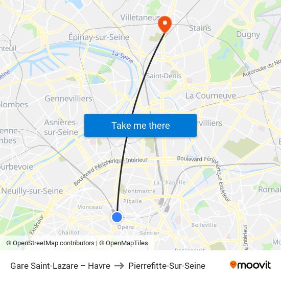 Gare Saint-Lazare – Havre to Pierrefitte-Sur-Seine map