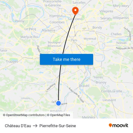 Château D'Eau to Pierrefitte-Sur-Seine map