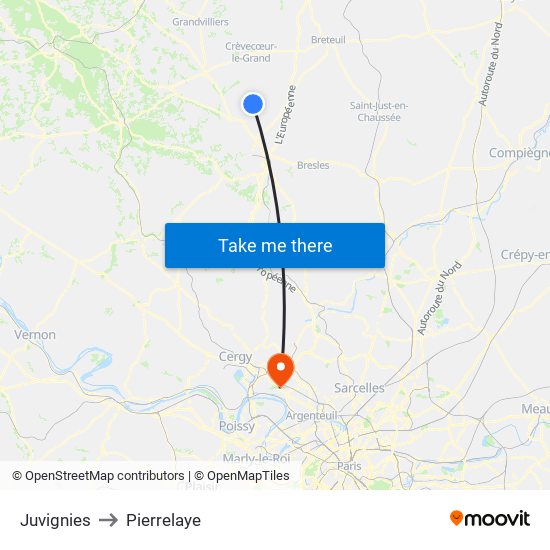 Juvignies to Pierrelaye map