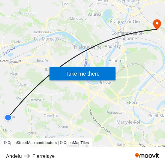 Andelu to Pierrelaye map