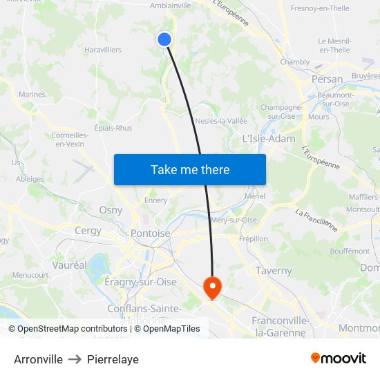 Arronville to Pierrelaye map
