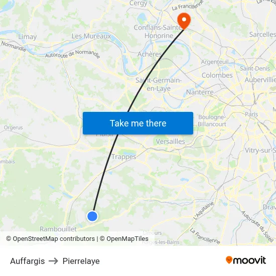 Auffargis to Pierrelaye map