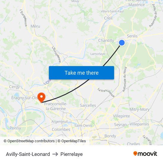 Avilly-Saint-Leonard to Pierrelaye map