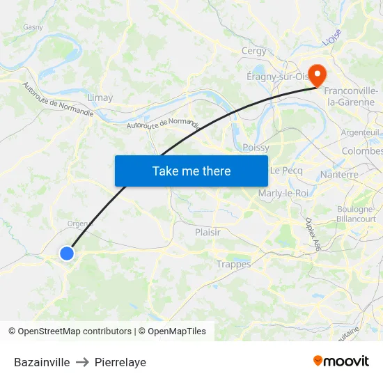 Bazainville to Pierrelaye map