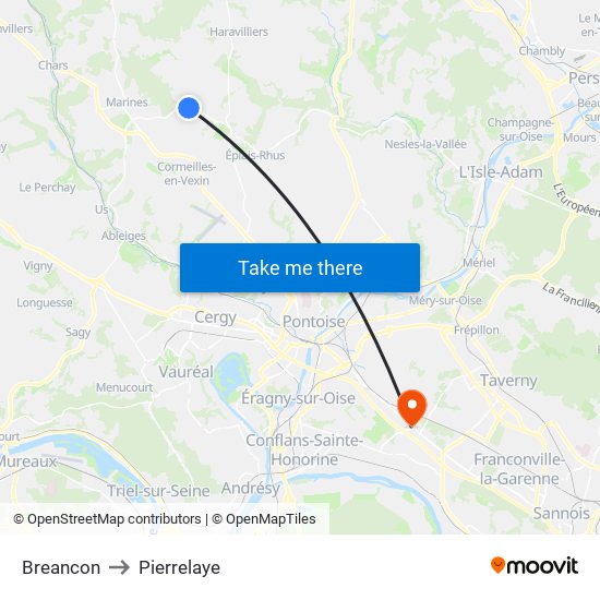 Breancon to Pierrelaye map