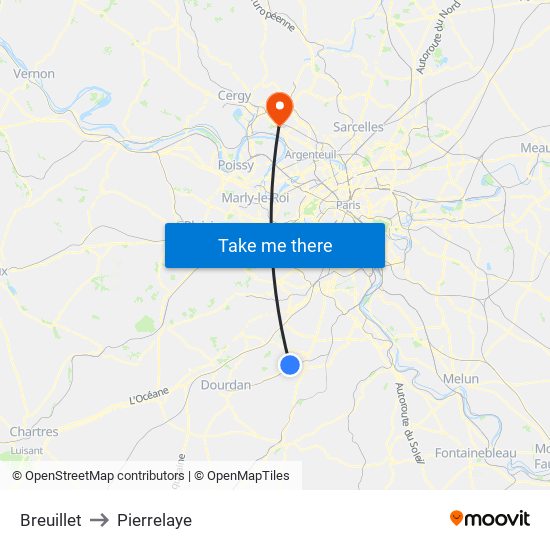 Breuillet to Pierrelaye map