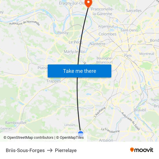 Briis-Sous-Forges to Pierrelaye map