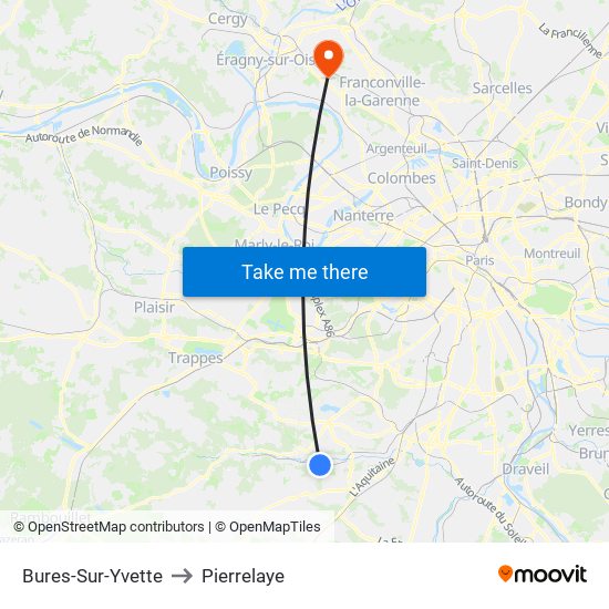 Bures-Sur-Yvette to Pierrelaye map