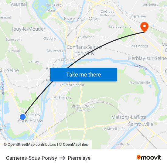 Carrieres-Sous-Poissy to Pierrelaye map