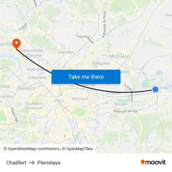 Chalifert to Pierrelaye map
