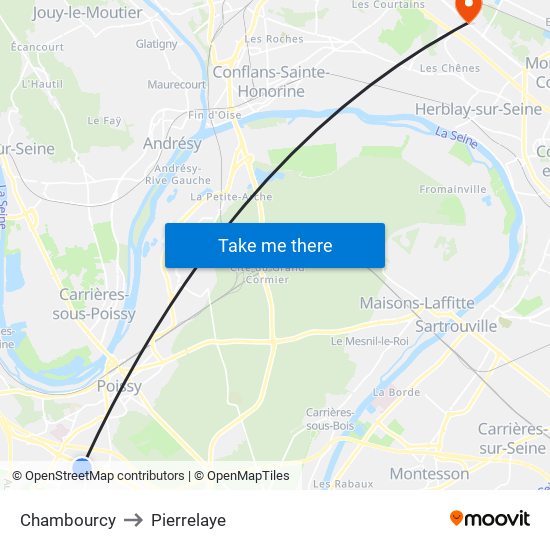 Chambourcy to Pierrelaye map