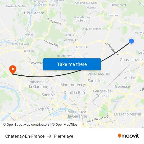 Chatenay-En-France to Pierrelaye map