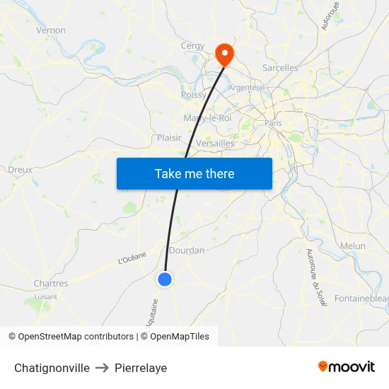 Chatignonville to Pierrelaye map