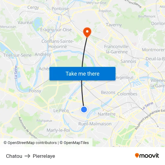 Chatou to Pierrelaye map