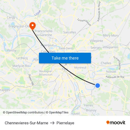 Chennevieres-Sur-Marne to Pierrelaye map