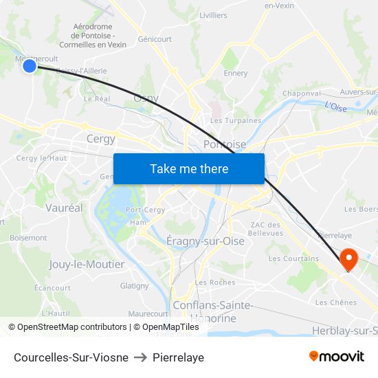 Courcelles-Sur-Viosne to Pierrelaye map