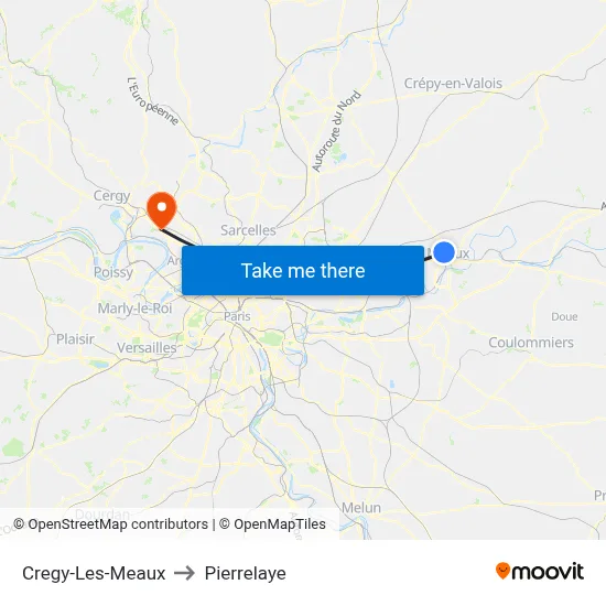 Cregy-Les-Meaux to Pierrelaye map