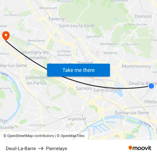 Deuil-La-Barre to Pierrelaye map