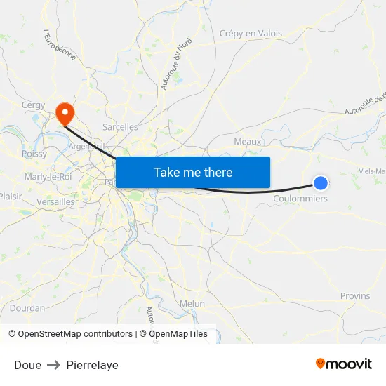 Doue to Pierrelaye map