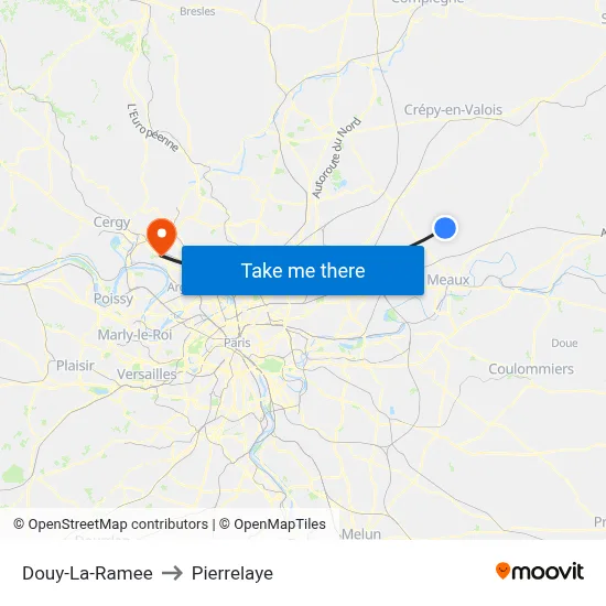 Douy-La-Ramee to Pierrelaye map