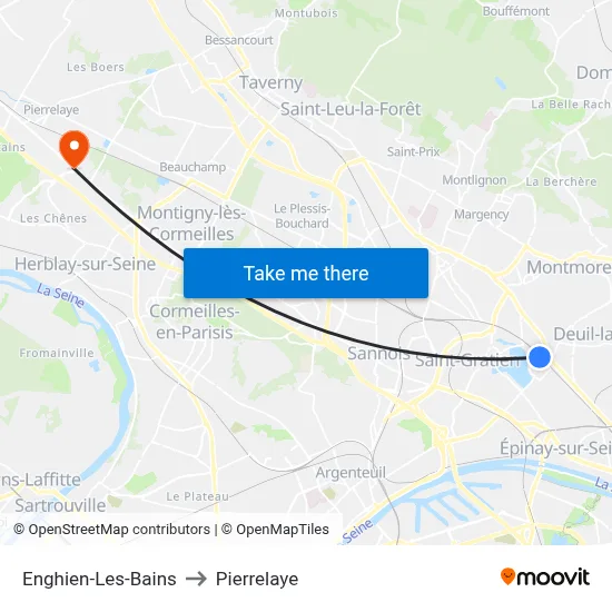 Enghien-Les-Bains to Pierrelaye map