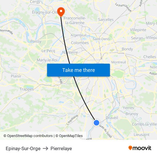 Epinay-Sur-Orge to Pierrelaye map