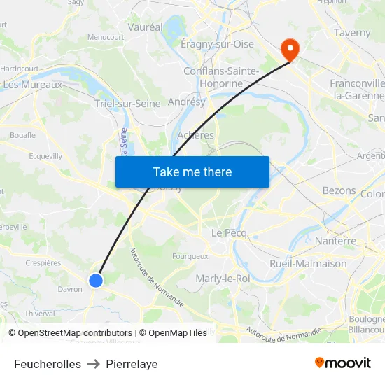 Feucherolles to Pierrelaye map