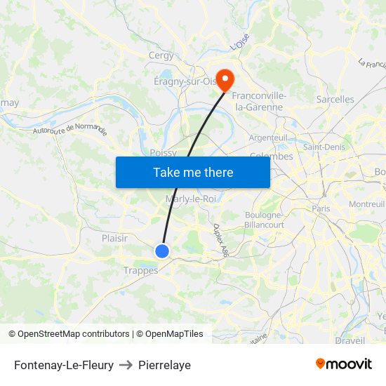 Fontenay-Le-Fleury to Pierrelaye map