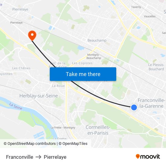 Franconville to Pierrelaye map