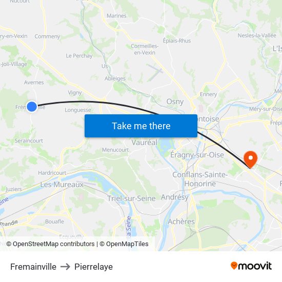 Fremainville to Pierrelaye map