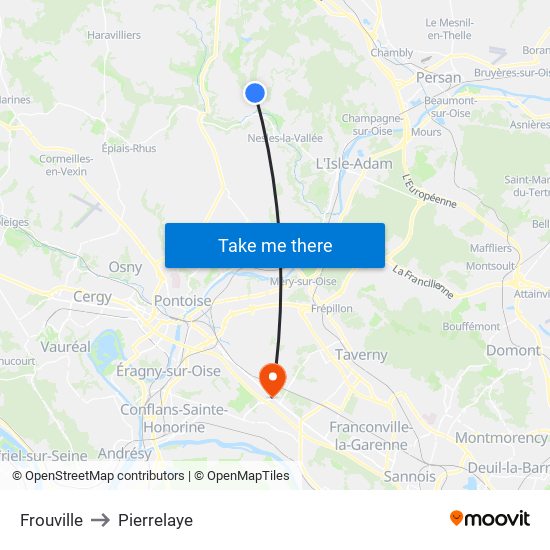 Frouville to Pierrelaye map