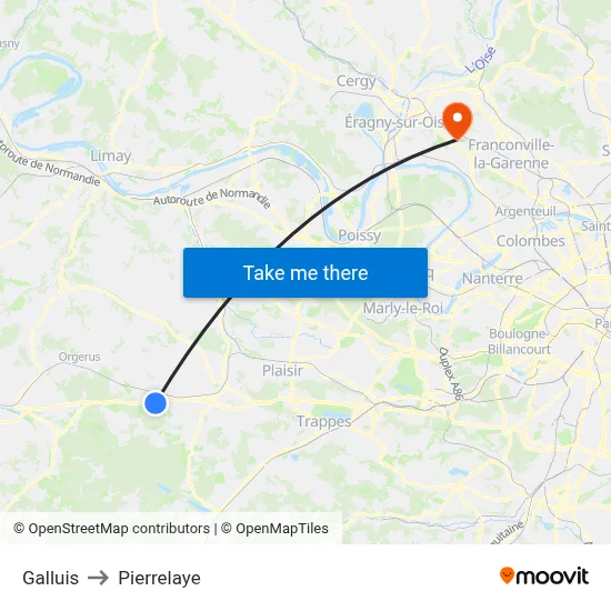 Galluis to Pierrelaye map