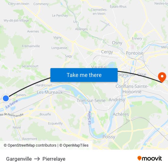 Gargenville to Pierrelaye map