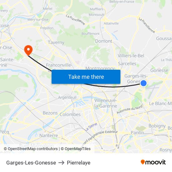 Garges-Les-Gonesse to Pierrelaye map