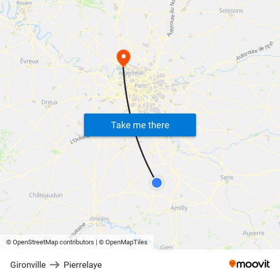 Gironville to Pierrelaye map