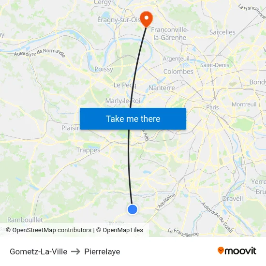 Gometz-La-Ville to Pierrelaye map
