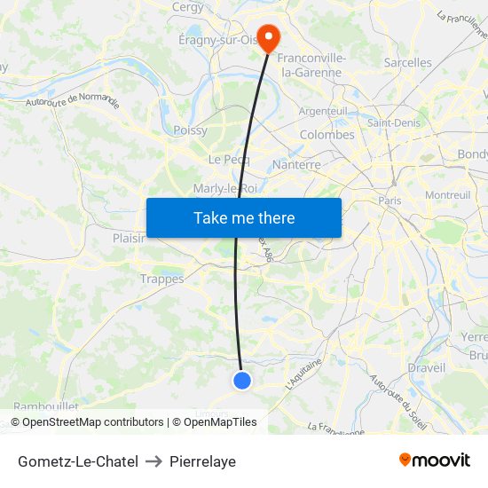 Gometz-Le-Chatel to Pierrelaye map