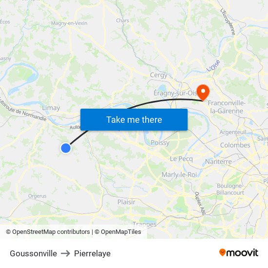 Goussonville to Pierrelaye map
