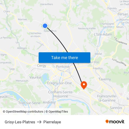 Grisy-Les-Platres to Pierrelaye map
