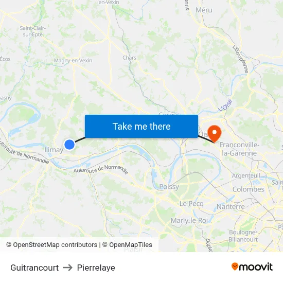 Guitrancourt to Pierrelaye map