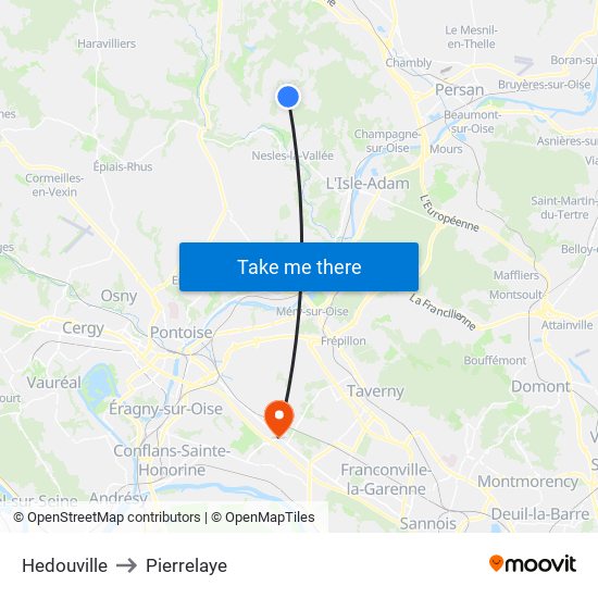Hedouville to Pierrelaye map