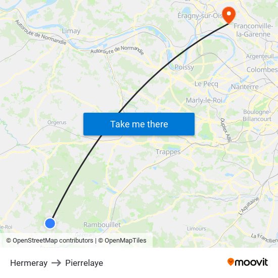 Hermeray to Pierrelaye map