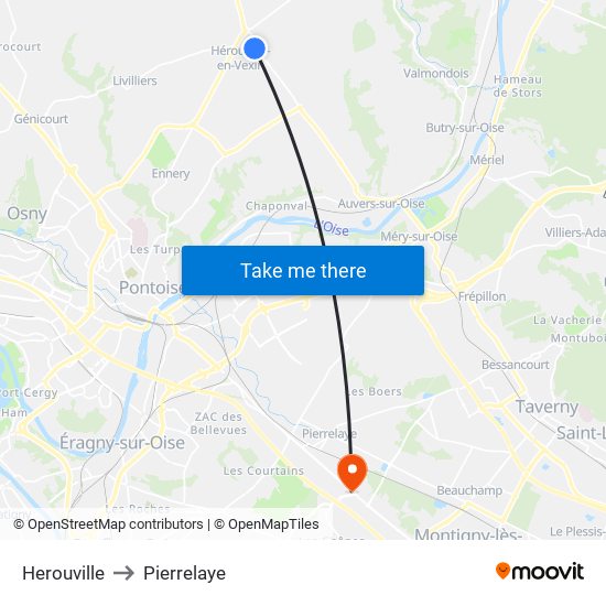 Herouville to Pierrelaye map