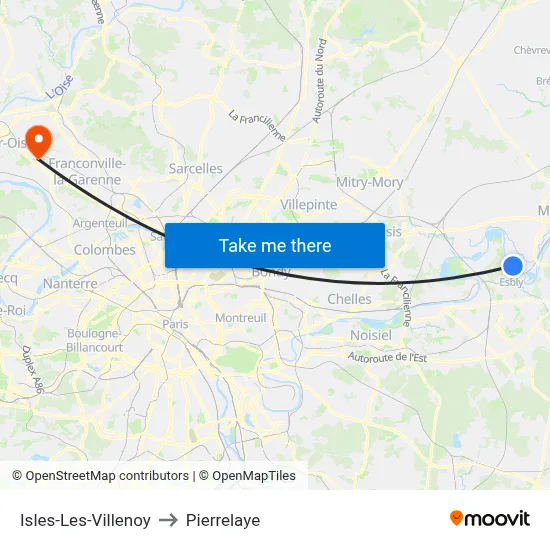 Isles-Les-Villenoy to Pierrelaye map