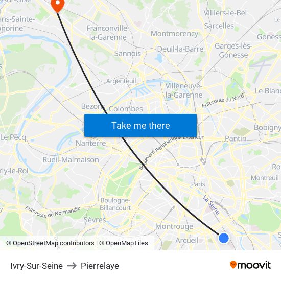 Ivry-Sur-Seine to Pierrelaye map