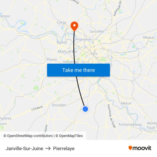 Janville-Sur-Juine to Pierrelaye map