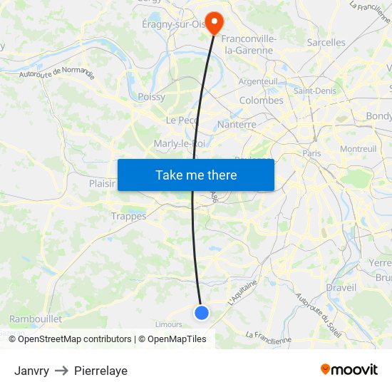 Janvry to Pierrelaye map
