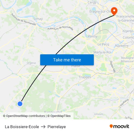 La Boissiere-Ecole to Pierrelaye map